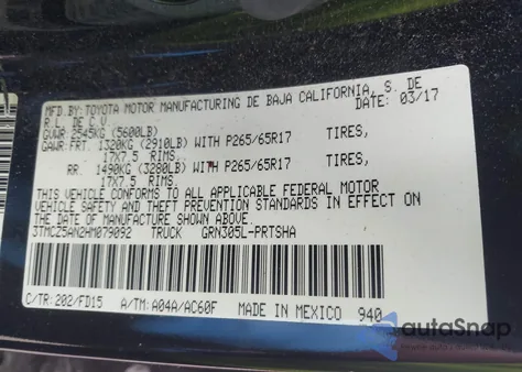 2017 Toyota Tacoma Trd Sport from USA, damaged, VIN 3TMCZ5AN2HM079092